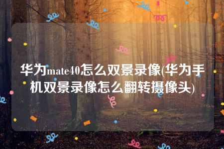 华为mate40怎么双景录像(华为手机双景录像怎么翻转摄像头)