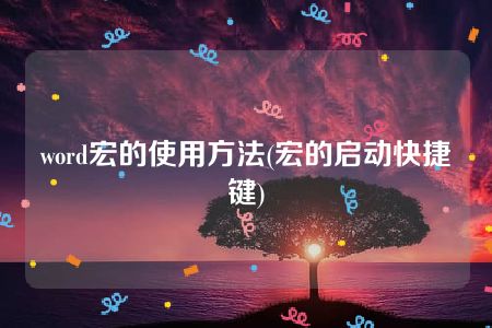 word宏的使用方法(宏的启动快捷键)