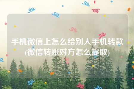 手机微信上怎么给别人手机转款(微信转账对方怎么提取)