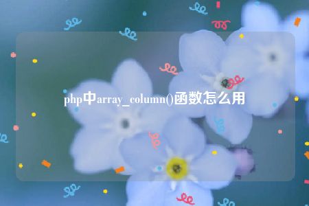 php中array_column()函数怎么用