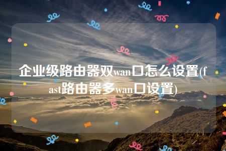 企业级路由器双wan口怎么设置(fast路由器多wan口设置)