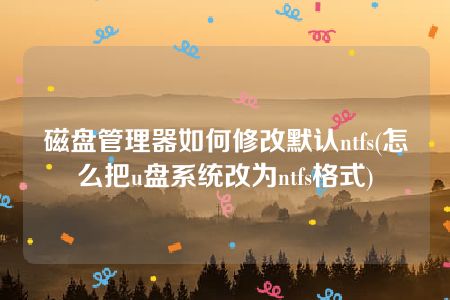 磁盘管理器如何修改默认ntfs(怎么把u盘系统改为ntfs格式)