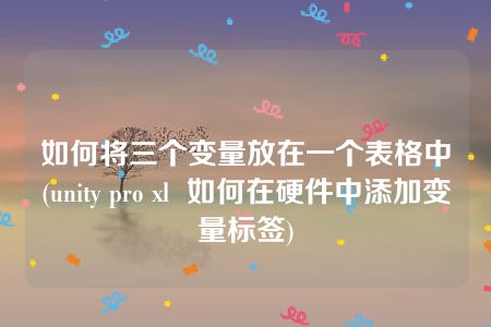 如何将三个变量放在一个表格中(unity pro xl  如何在硬件中添加变量标签)