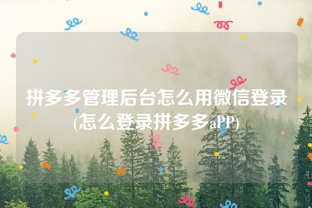 拼多多管理后台怎么用微信登录(怎么登录拼多多aPP)