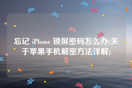 忘记 iPhone 锁屏密码怎么办(关于苹果手机解密方法详解)