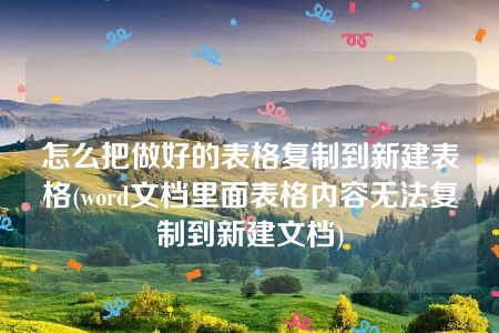 怎么把做好的表格复制到新建表格(word文档里面表格内容无法复制到新建文档)