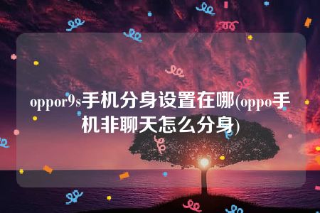 oppor9s手机分身设置在哪(oppo手机非聊天怎么分身)