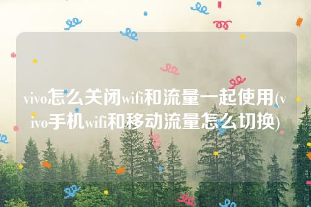 vivo怎么关闭wifi和流量一起使用(vivo手机wifi和移动流量怎么切换)