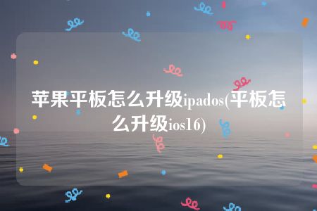 苹果平板怎么升级ipados(平板怎么升级ios16)