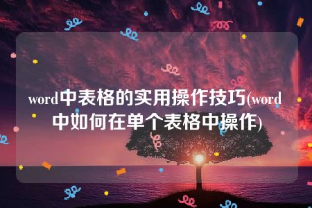 word中表格的实用操作技巧(word中如何在单个表格中操作)