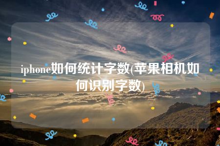 iphone如何统计字数(苹果相机如何识别字数)