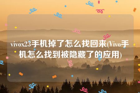 vivox23手机掉了怎么找回来(Vivo手机怎么找到被隐藏了的应用)