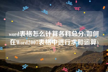 word表格怎么计算各科总分(如何在Word2007表格中进行求和运算)