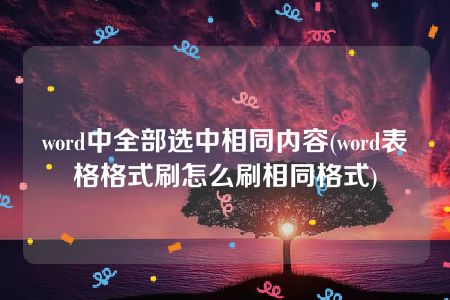 word中全部选中相同内容(word表格格式刷怎么刷相同格式)