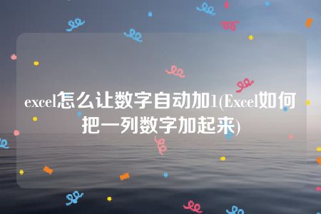 excel怎么让数字自动加1(Excel如何把一列数字加起来)