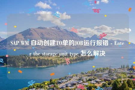 SAP WM 自动创建TO单的JOB运行报错 - Enter the storage unit type 怎么解决