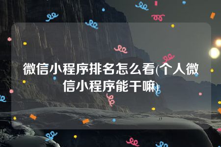 微信小程序排名怎么看(个人微信小程序能干嘛)