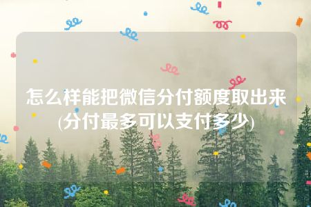 怎么样能把微信分付额度取出来(分付最多可以支付多少)