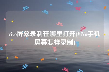 vivo屏幕录制在哪里打开(ViVo手机屏幕怎样录制)