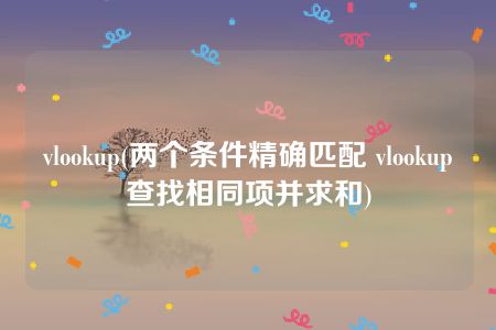 vlookup(两个条件精确匹配 vlookup查找相同项并求和)