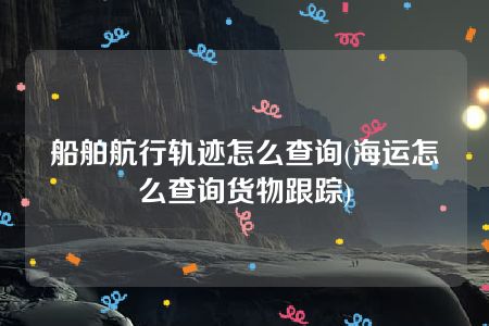 船舶航行轨迹怎么查询(海运怎么查询货物跟踪)