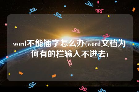 word不能插字怎么办(word文档为何有的栏输入不进去)