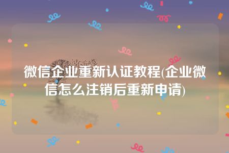 微信企业重新认证教程(企业微信怎么注销后重新申请)