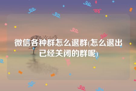 微信各种群怎么退群(怎么退出已经关闭的群呢)