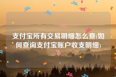 支付宝所有交易明细怎么查(如何查询支付宝账户收支明细)