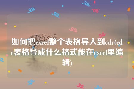 如何把excel整个表格导入到cdr(cdr表格导成什么格式能在excel里编辑)