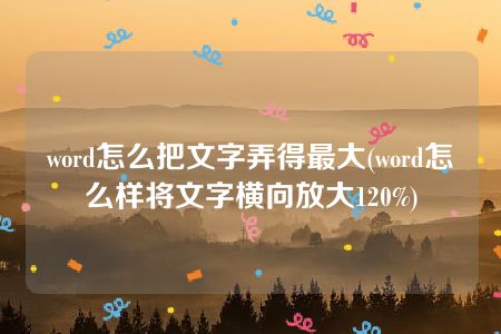 word怎么把文字弄得最大(word怎么样将文字横向放大120%)