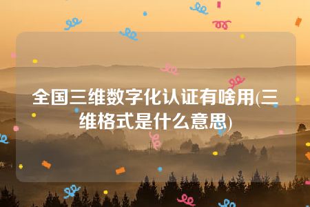 全国三维数字化认证有啥用(三维格式是什么意思)