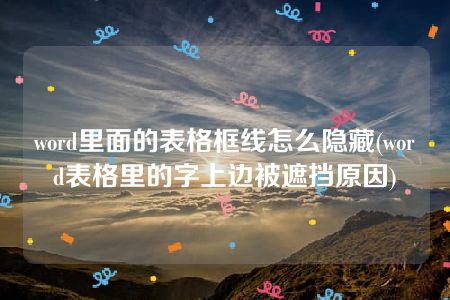 word里面的表格框线怎么隐藏(word表格里的字上边被遮挡原因)