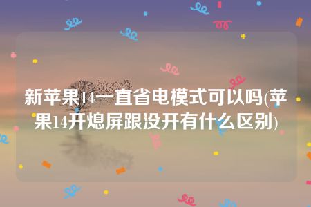 新苹果14一直省电模式可以吗(苹果14开熄屏跟没开有什么区别)