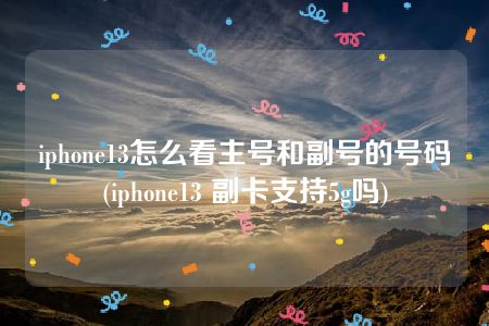 iphone13怎么看主号和副号的号码(iphone13 副卡支持5g吗)