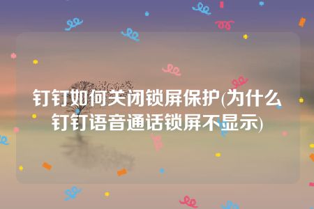 钉钉如何关闭锁屏保护(为什么钉钉语音通话锁屏不显示)