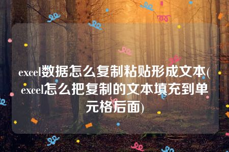 excel数据怎么复制粘贴形成文本(excel怎么把复制的文本填充到单元格后面)