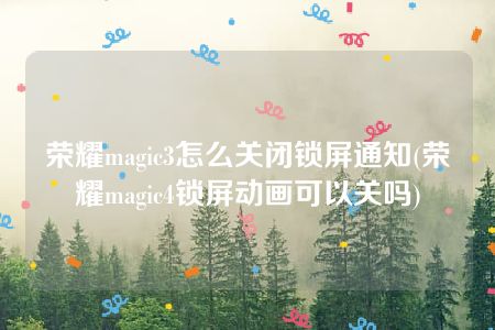 荣耀magic3怎么关闭锁屏通知(荣耀magic4锁屏动画可以关吗)