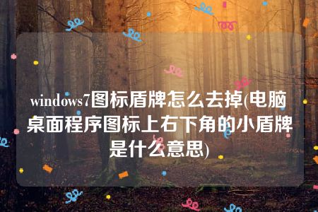 windows7图标盾牌怎么去掉(电脑桌面程序图标上右下角的小盾牌是什么意思)