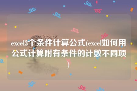 excel3个条件计算公式(excel如何用公式计算附有条件的计数不同项)