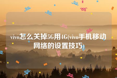 vivo怎么关掉5G用4G(vivo手机移动网络的设置技巧)