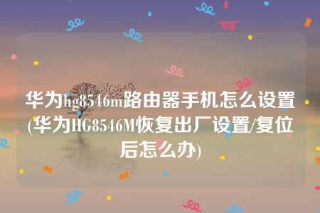 华为hg8546m路由器手机怎么设置(华为HG8546M恢复出厂设置/复位后怎么办)