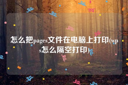 怎么把pages文件在电脑上打印(wps怎么隔空打印)