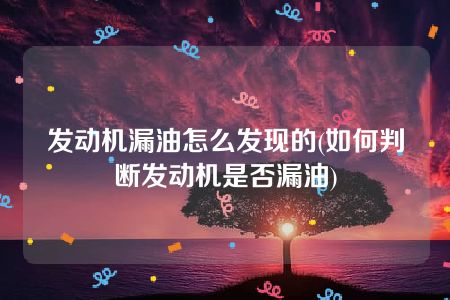 发动机漏油怎么发现的(如何判断发动机是否漏油)