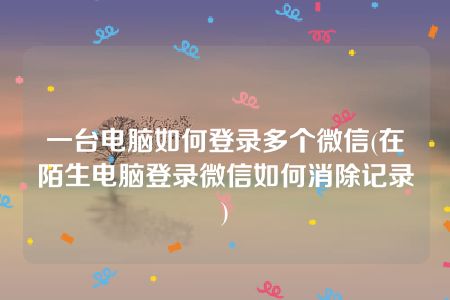 一台电脑如何登录多个微信(在陌生电脑登录微信如何消除记录)