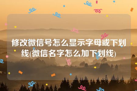 修改微信号怎么显示字母或下划线(微信名字怎么加下划线)