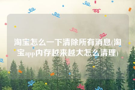 淘宝怎么一下清除所有消息(淘宝app内存越来越大怎么清理)