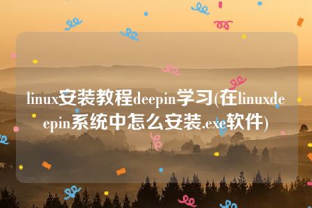 linux安装教程deepin学习(在linuxdeepin系统中怎么安装.exe软件)