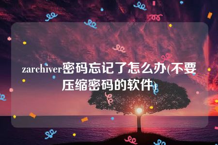 zarchiver密码忘记了怎么办(不要压缩密码的软件)