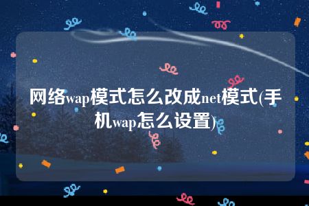 网络wap模式怎么改成net模式(手机wap怎么设置)